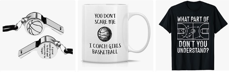 Photo of a basketball-themed coffee mug with coach appreciation message - a great gift for daily inspiration